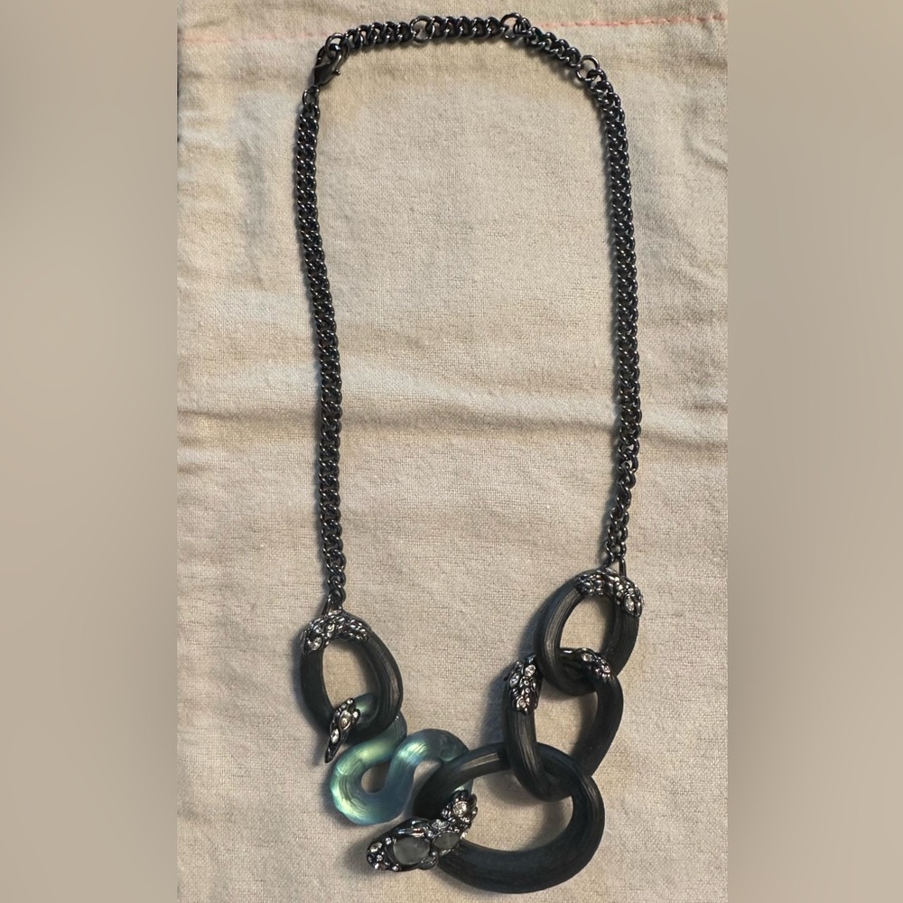 Alexis Bittar Lucite Imperial Noir Snake Link Necklace
